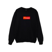 More Pain Baskılı Bisiklet Yaka Sweatshirt Siyah