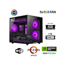 Xaser ECO-X280 R5-5600 32 GB 1 TB M.2 NVMe SSD 8 GB RTX5060 Free Dos Masaüstü Oyuncu Bilgisayarı