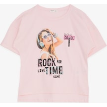 Breeze Kız Çocuk Tişört Havalı Rockçı Kız Baskılı 9-16 Yaş, Pembe-Pembe