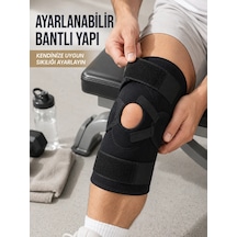 Yan Destekli Ligamentli Dizlik Açık Patella Ayarlanabilir Spor Ve Günlük Kullanım Siyah