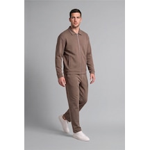 Defacto Regular Fit Polo Yaka Fermuarlı Basic Sweatshirt Hırka H9523ax26wnbn571 Kahve-bn571
