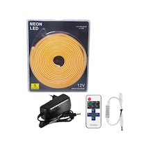 Powerr Led Aydınlatma 5 Metre 12 Volt 6x12 Mm Esnek Amber Neon Led 12a Tek Renk Kumandalı Rf Dimmer 3a Plastik Adaptör Set