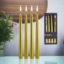 Tr Şamdan Mum 4'lü Metalik Boya Gold Dekoratif Mumu Kandil Hediyelik Fitilli Mumluk Parlak Altın 25 Cm Diğer