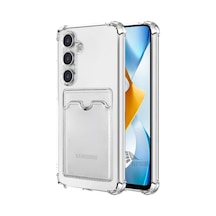 Samsung Galaxy A27 Uyumlu Kartlıklı Kılıf - Köşe Korumalı Cüzdanlı Esnek Silikon Kapak -şeffaf Şeffaf