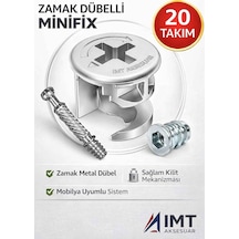 İmt Aksesuar Zamak Metal Dübelli Minifix Gövde Mil Ve Dübel Seti - Mobilya Ve Dolap Bağlantı Elemanı 20 Takım Metalik Çok Renkli