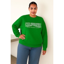 Benroma 3 İplik Penye Calıfornıa Baskılı Unisex Sweatshırt Yeşil