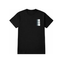 Unisex Oversize Tişört %100 Pamuk Run Baskılı T-shirt Bisiklet Yaka Günlük Rahat Kesim Siyah