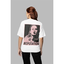 Sevbano Taylor Swift Reputation Albüm Baskılı Unisex Oversize Şarkıcı Tiş Beyaz