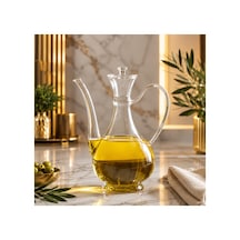 Borosilikat Lüx Cam 750 Ml İbrik Model Yağdanlık Akıtmaz Yağlık Sirkelik Bej Bej