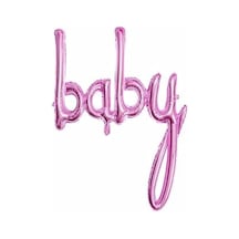 Baby Birleşik Yazı Folyo Balon, Pembe 2 Yaş Mavi