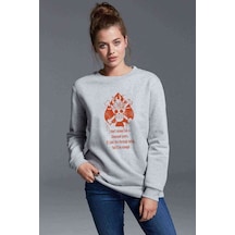 Anime One Piece Skull Kuru Kafa Baskılı Gri Kadın Sweatshirt