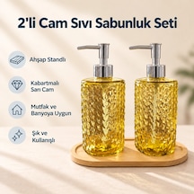 2'li Sarı Cam Sıvı Sabunluk Seti - 400 Ml Çok Renkli