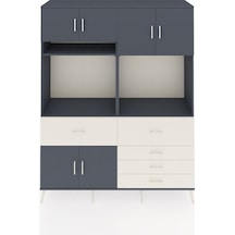Hyperion Gardrop 7 Raflı 5 Çekmeceli 6 Kapaklı 176x44x221 Antrasit-antrasit/aytaşı Beyaz