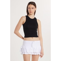 Tudors Kadın Modal Kumaş Slim Fit Dar Kesim Bisiklet Yaka Siyah Body Atlet-33333 SIYAH