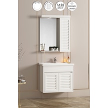 Çuha 55 Cm Beyaz Mdf Panjurlu Asma Banyo Dolabı Takımı Beyaz