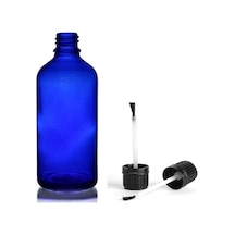 50ml Mavi Cam Şişe Fırça Kapaklı, 12 Adet, Ecza Şişesi, Kozmetik Şişe, Yapıştırıcı Şişesi, Yağ Şişesi Diğer