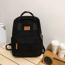 Trendooze Siyah Sırt Sırt Seyahat Okul Öğrenci Kız Kadın Kadife Çantası Çantası Çantası Oh Siyah