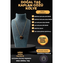 Kaplan Gözü Kalp Kolye Deri İpli, Rodyum Kaplama Zincir, Lak Kaplama 5 Farklı Zincir İpli Kolye Rodyum Kaplamalı Gold Sarı Kolye:44 Cm Rodyum Kaplamalı Gold Sarı Kolye:44 Cm