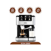 Siyah - Krom Espresso Kahve Makinesi 6 Farklı Kahve 1.5lt Su Hazne - 500ml Süt Hazne 1350w Scm-2995 5580