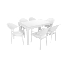Mandella Elit Rattan 90x150 Eylül Koltuk Camlı Masa Takımı Beyaz Diğer