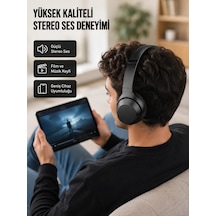 Mey İthalat Bluetooth 5.0 Siyah Kablosuz Kulaklık 18 Saat Batarya Katlanabilir Tasarım Yeni Nesil