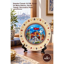 4 Adet Porselen Dekoratif Tabak İstanbul Temalı 18 Cm, Duvar Ve Masa Dekoru, Servis Tabağı, Decorative Plate 1