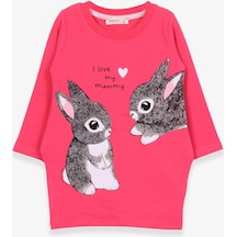 Breeze Kız Çocuk Tunik Tavşan Desenli 1.5-5 Yaş, Pembe-pembe Pembe