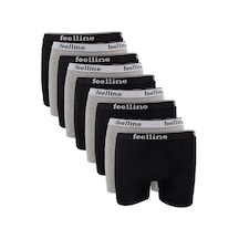 9 Adet Feelline Siyah Ve Gri Pamuklu Doğal Likralı Erkek Boxer Karışık Çok Renkli