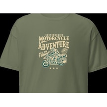 Wildstyle Motorcycle Adventure Motosiklet Macera Vintage Yol Baskılı Unisex Bisiklet Yaka Pamuklu Tişört - Hak