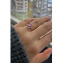 Gümüş Pembe Taşlı 2 Kalpli Yüzük Tk12s51 Diğer
