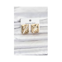 316l Çelik Gold Renk Plaka Model Kadın Küpe Tj-bkp11806 Evimdeyokyok