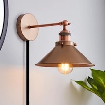 Rsylight Retro Metal Mat Bakır Kaplama Kaplolu Anahtarlı Rustik Duvar Aplik Çap:22 Bakır