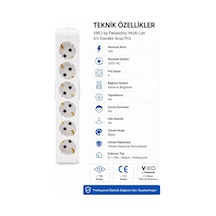 Viko Grup Priz Multi-let 6'lı Topraklı Çocuk Korumalı Klemens Bağlantılı Askı Aparatlı Kablosuz Tse Ce Belgeli  Viko By Panasonic Yok