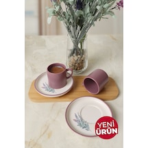 Keramika Elegant Blossoms Violet Kahve Takımı 4 Parça 2 Kişilik