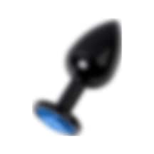 Red Fox Metal Mavi Taşlı Siyah Anal Plug Küçük Boy