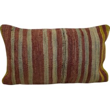 Zehra Abla Halı Yeni El Dokuma Dekoratif Lumbar Kilim Kırlent Yastık Kılıfı 6101