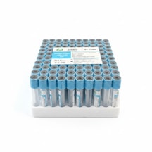 Pt Tube 13 75mm Mavi Kapaklı Sodyum Sitratlı Vakumlu Kan Alma Tüpü 2ml 100 Adet