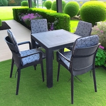 Lüks Arkalıklı Sandalye Minderi 4lü 4cm Süngerli Gri Örümcek Dese Gri