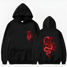Startmore Ejder Basklı Kapişonlu Sweat Siyah