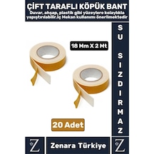 Uzun Ömürlü Ultra Güçlü Kolay Uygulanır İz Bırakmaz Çift Taraflı Köpük Bant 18 Mm X 2 Metre 20 Adet