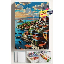 Sayılarla Boyama Seti Numaralı Tuval Fırça Boya Dahil Kasnaklı Set 50x70 Cm - Eminönü