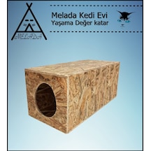 Melada Kedi Evi Dış Ortam Uygun Ahşap Kedi Evi Osb 60x40x40 Cm