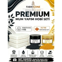 Premium Mum Yapım Hobi Seti - Parafin Wax 1 Kg - 2'li Toz Mum Boyası Seti - Siyah, Sarı Bkfabpw1kg2ssr Karışık