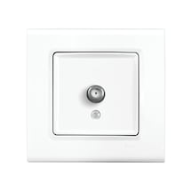 Viko Linnera Beyaz F Konnektörlü Uydu Prizi Geçişli Çerçeveli