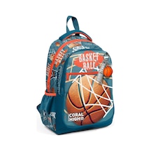 Coral High Kids Nefti Turuncu Basketbol Desenli Üç Bölmeli Okul Sırt Çantası 23651