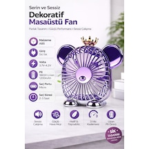 Usb Şarjlı Dekoratif Masaüstü Fan 1200mah Sessiz Mini Vantilatör 3 Kademeli