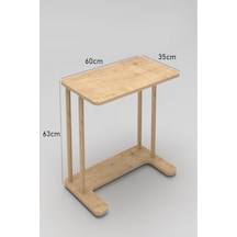 Laptop Sehpası Ham Ahşap Ayaklı Ahşap Tabla Demonte C-sehpa Yan Koltuk Servis Sehpası 35x60 - Safir Meşe Safir Meşe