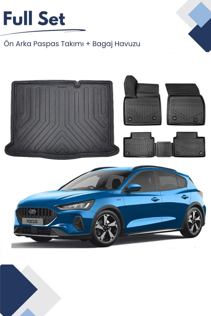 Ford Focus 5 Hatchback 2023 Model Tam Uyumlu Paspas+tamir Kitli Bagaj Havuzu Seti