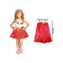 Hawaii Hula Eteği Kırmızı Renk 40 Cm Çok Renkli