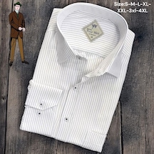 Linen Keten Klasik %100 Cotton Uzun Kollu Terletmeyen Tek Cepli Kapaklı Beyaz Gömlek Regular Kalıp -10211 Beyaz